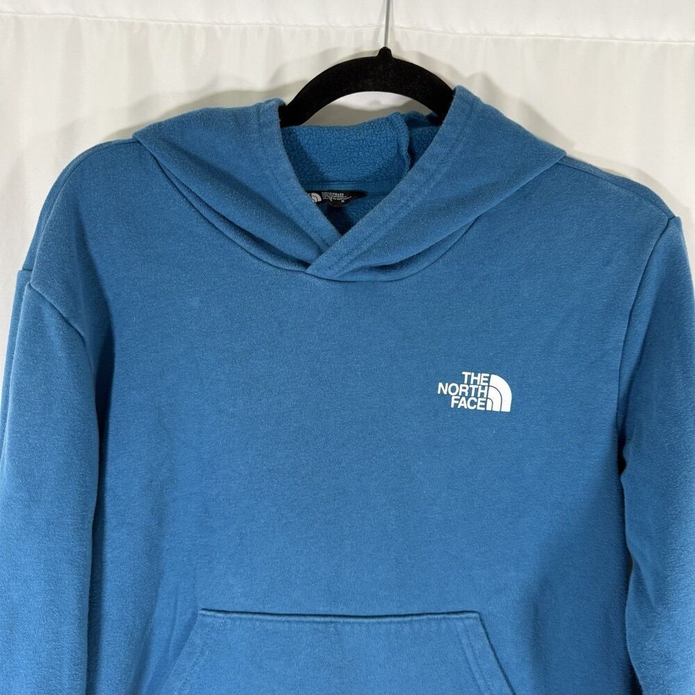 North Face Hoodie Girls XL Blue Pockets Pullover Cotton Blend - Picture 2 of 10